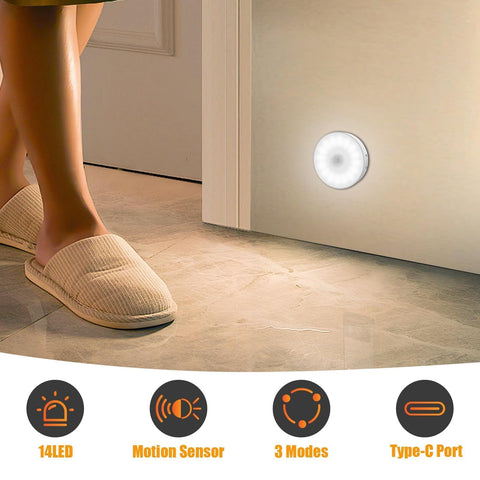 Electight USB rechargeable night light for closets with magnetic mount convenience