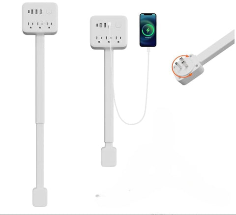 Electrical Outlet Extender A01 displaying two AC outlets and USB ports on a desk.