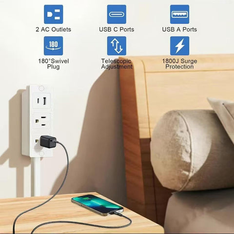 Electrical Outlet Extender all-in-one charging hub powers multiple devices at once.