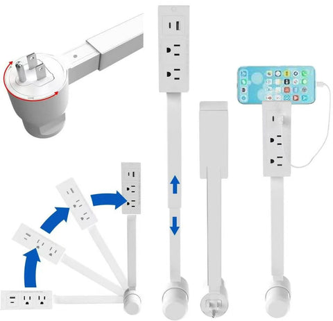 Electrical Outlet Extender USB-C and USB-A ports enable versatile charging behind a couch.