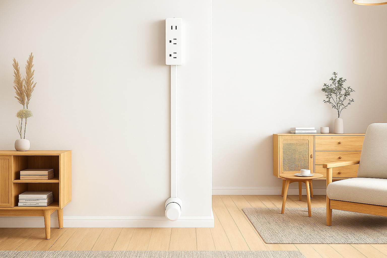 Electrical Outlet Extender attaches to a wall outlet with a 180 degree swivel base.
