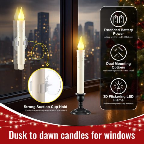 ElectricWise suction cups secure candles to glass for stable decor.