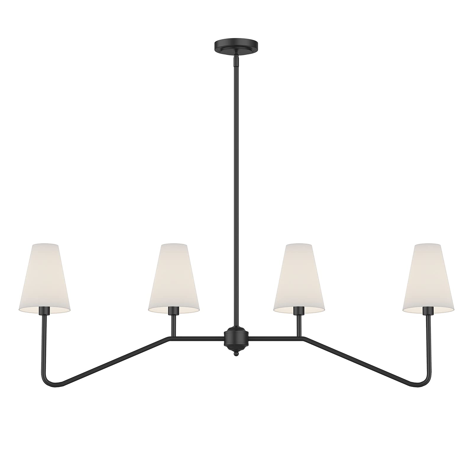 Electro bp 47inch four-light linear island light front view improves dining room ambiance with warm, even illumination