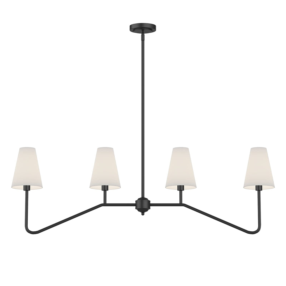 Electro bp 47inch four-light linear island light front view improves dining room ambiance with warm, even illumination