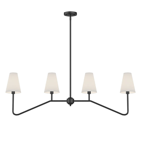 Electro bp 47inch four-light linear island light front view improves dining room ambiance with warm, even illumination
