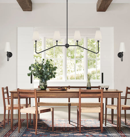 Electro bp white linen shades deliver soft diffused light for cozy dining moments