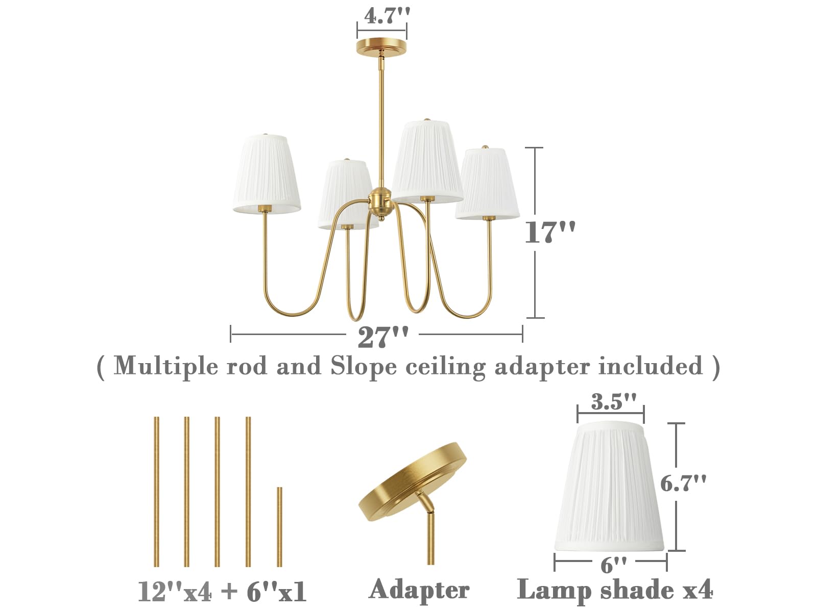 Electro bp hardwired ceiling fixture with four downrods for adjustable height.
