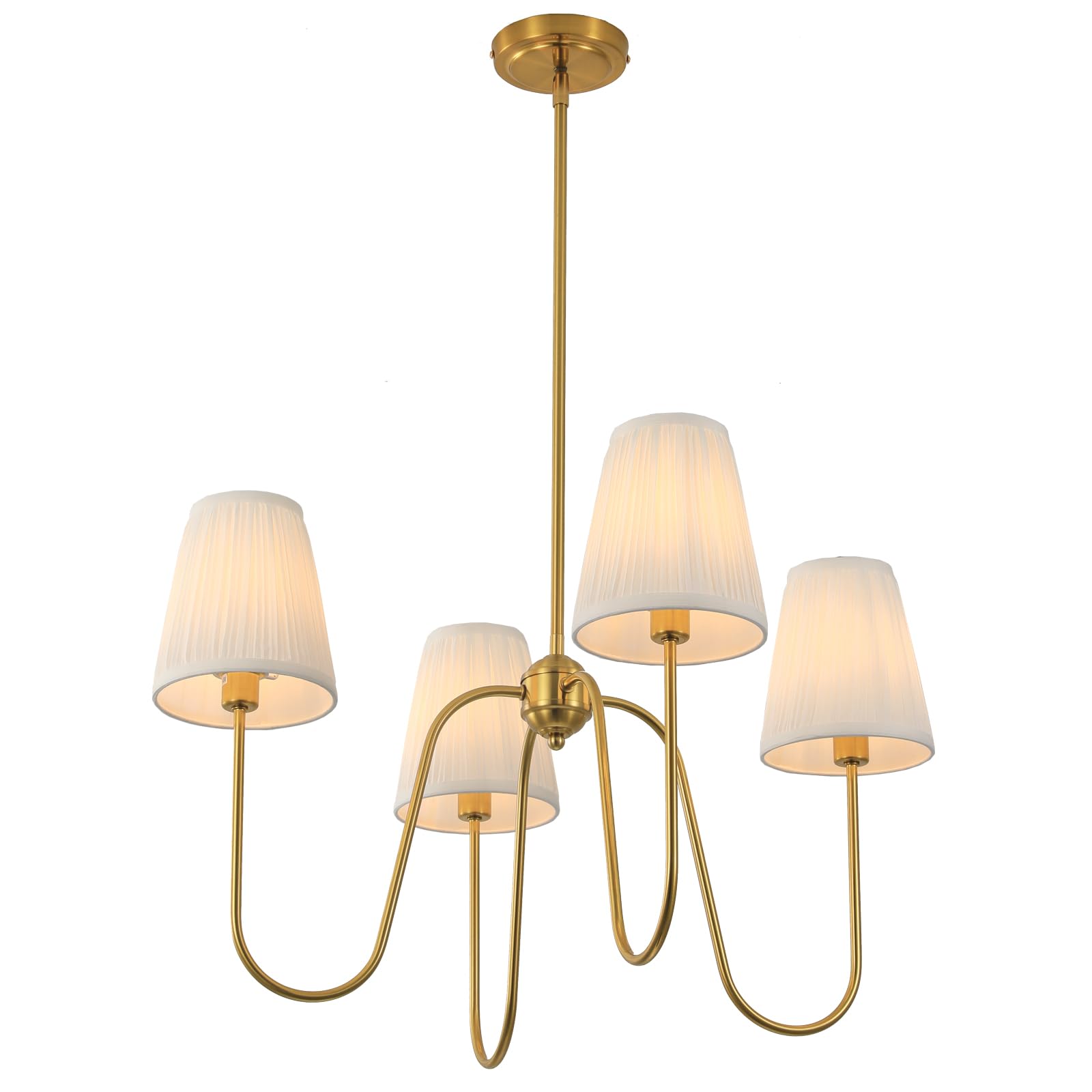 Electro bp polished gold arms chandelier close-up highlights elegant metal detailing.