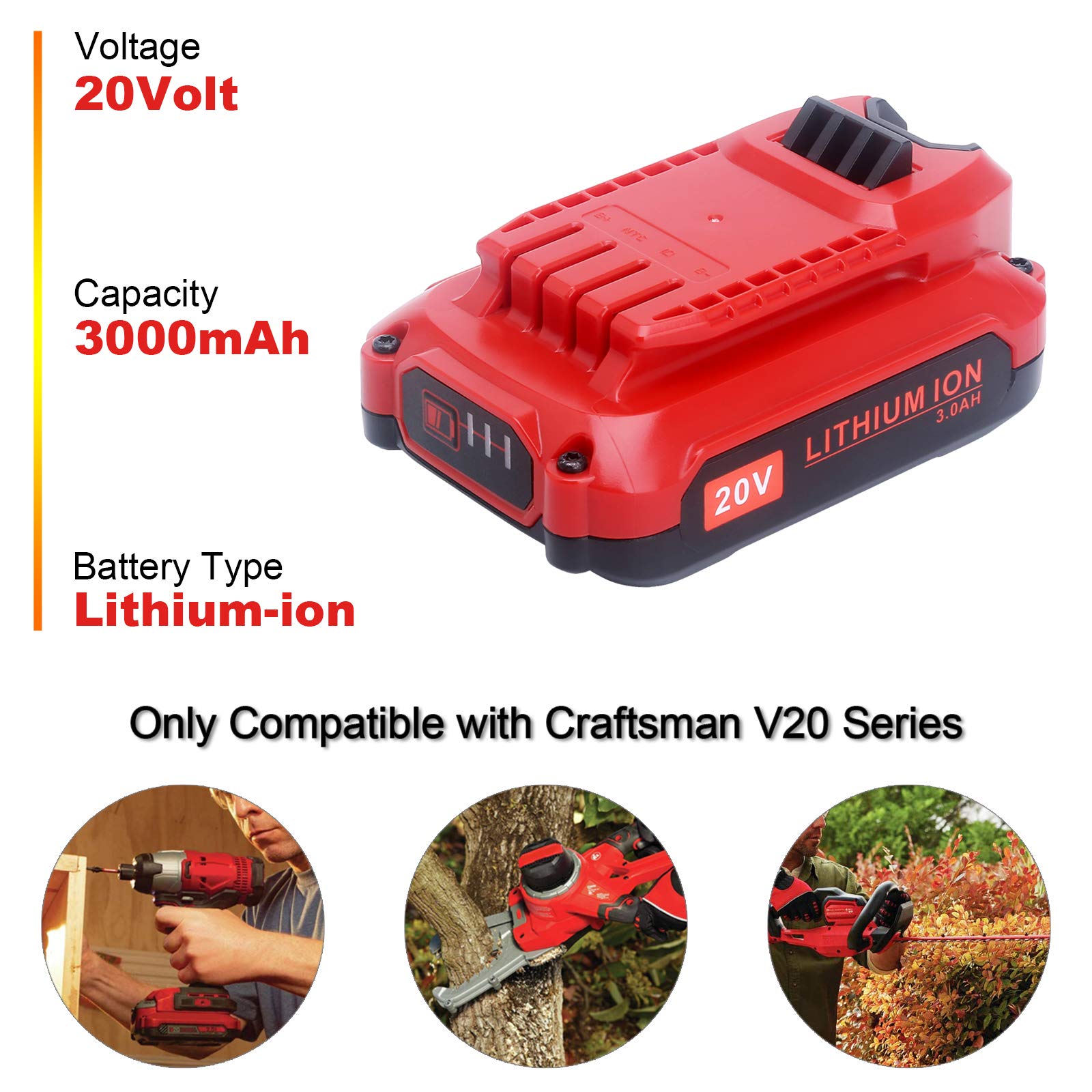 ELEFLY battery pack label showing Craftsman V20 compatibility.