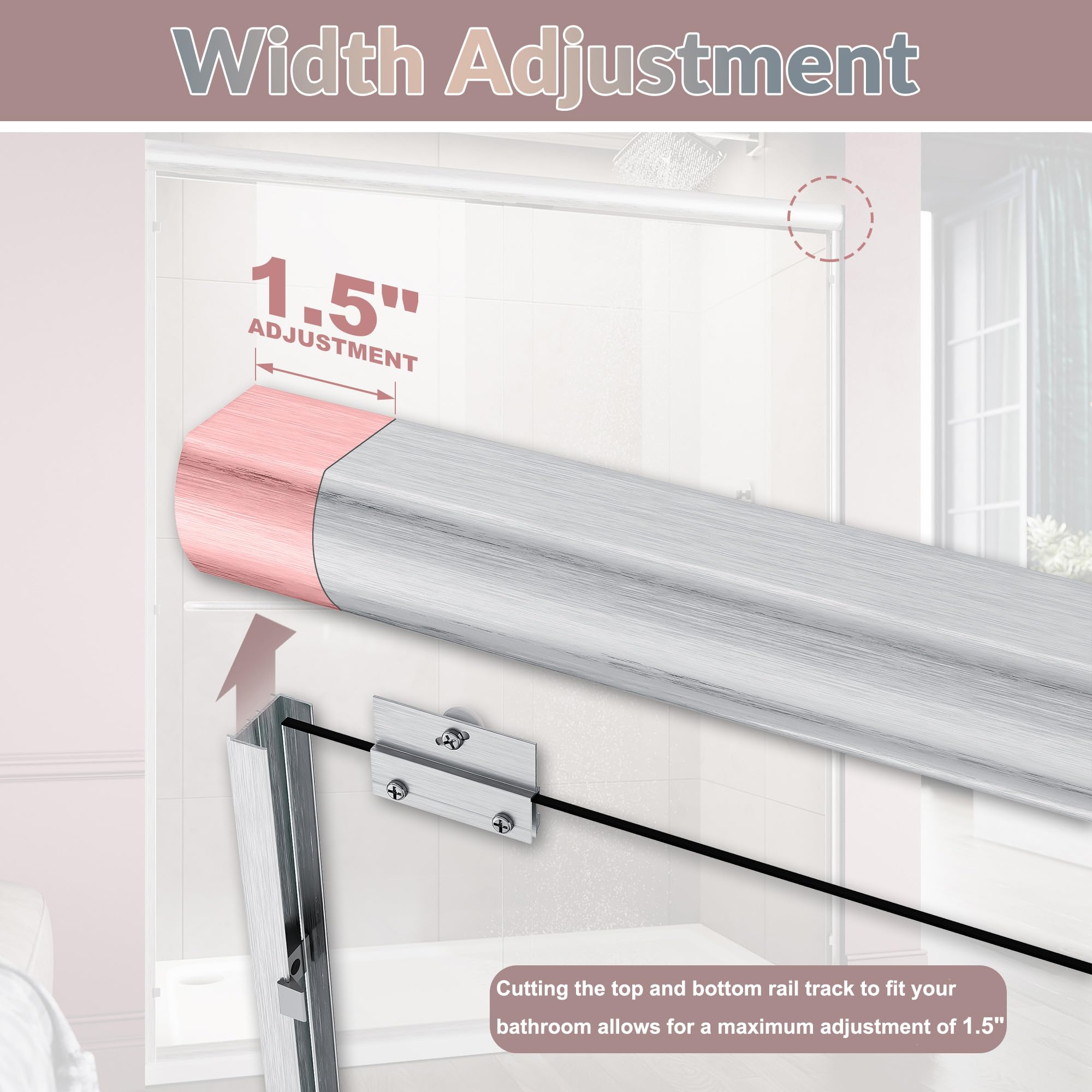 ELEGANT double-sliding doors allow space-saving access and easy cleaning around the track.