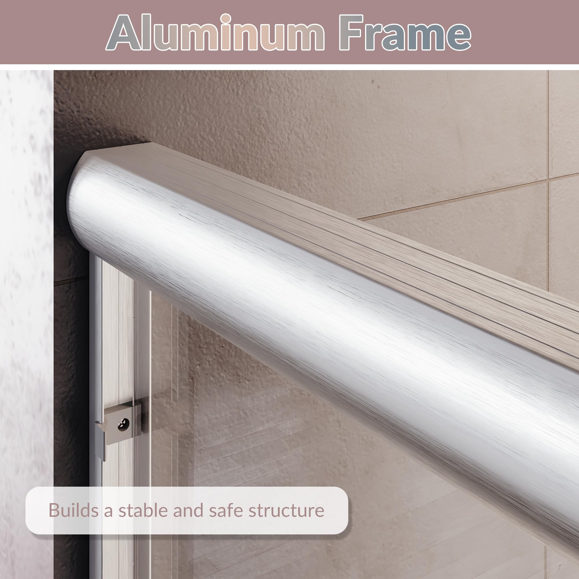 ELEGANT 1/4 inch clear tempered glass provides crisp visibility and strength.