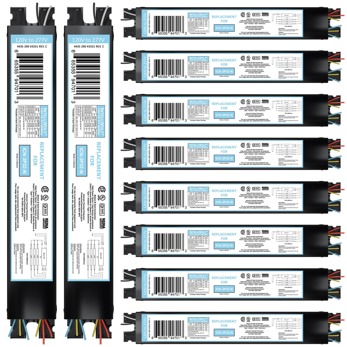 eLegolight icn-3p32 ballast with 10-pack packaging for easy replacement