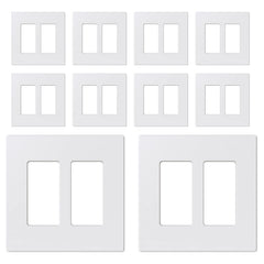 ELEGRP 2-Gang screwless faceplate with mid-size opening for a clean outlet look