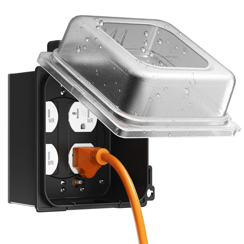ELEGRP 2-Gang weatherproof cover outer view protects outdoor outlets from the elements.