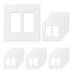 ELEGRP 2-gang screwless faceplate matte white front view offers a seamless look
