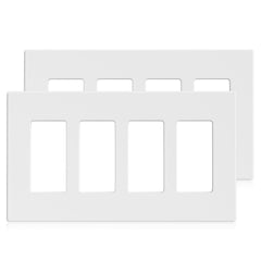 ELEGRP 4-Gang screwless faceplate in matte white for a clutter-free, modern room.