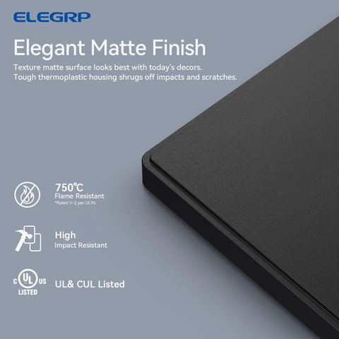 ELEGRP wall plate side profile demonstrates seamless integration with existing decor.