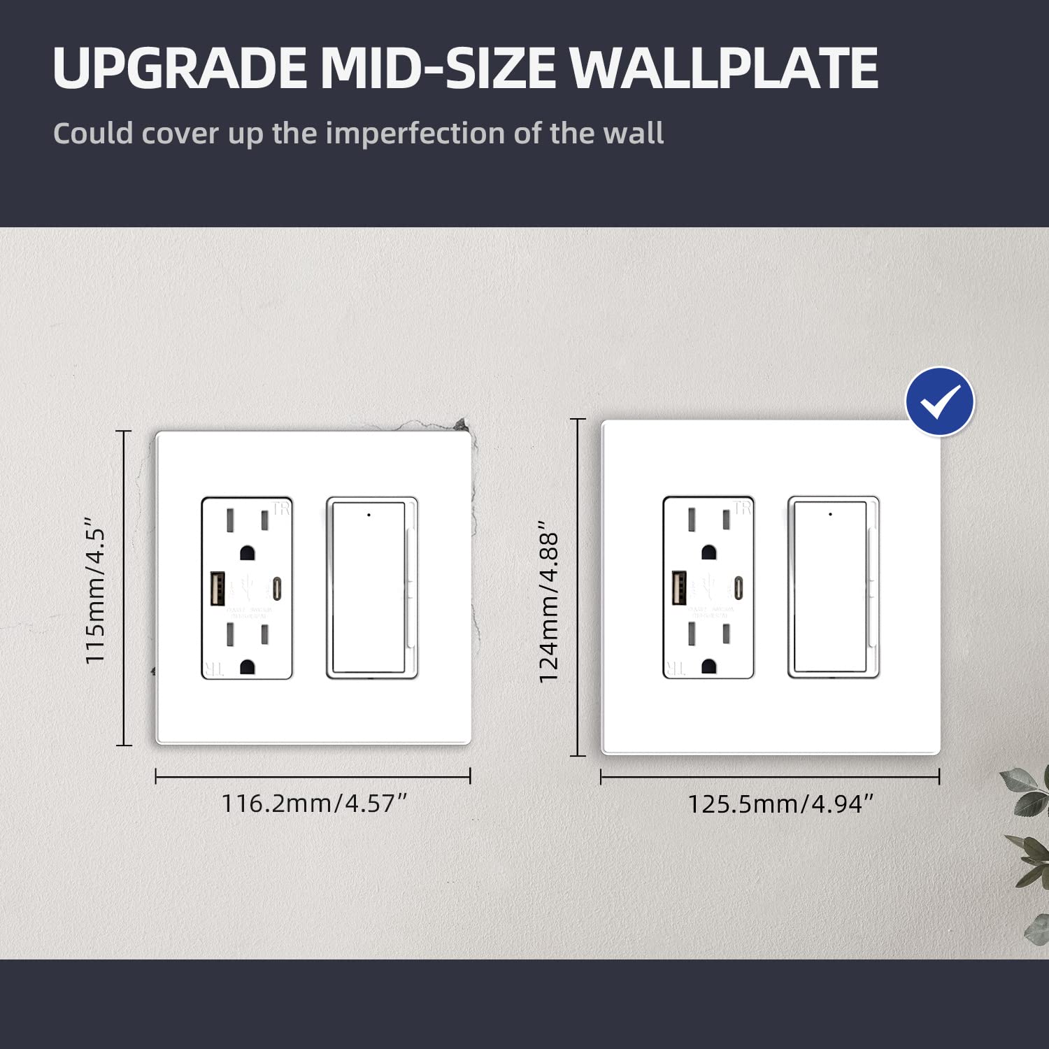 ELEGRP decorator-ready plate supports outlets, switches, and USB ports