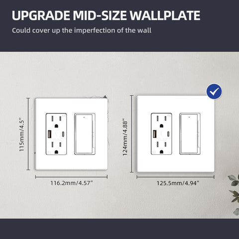 ELEGRP decorator-ready plate supports outlets, switches, and USB ports