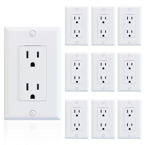 ELEGRP Decorator Receptacle front view in glossy white finish.