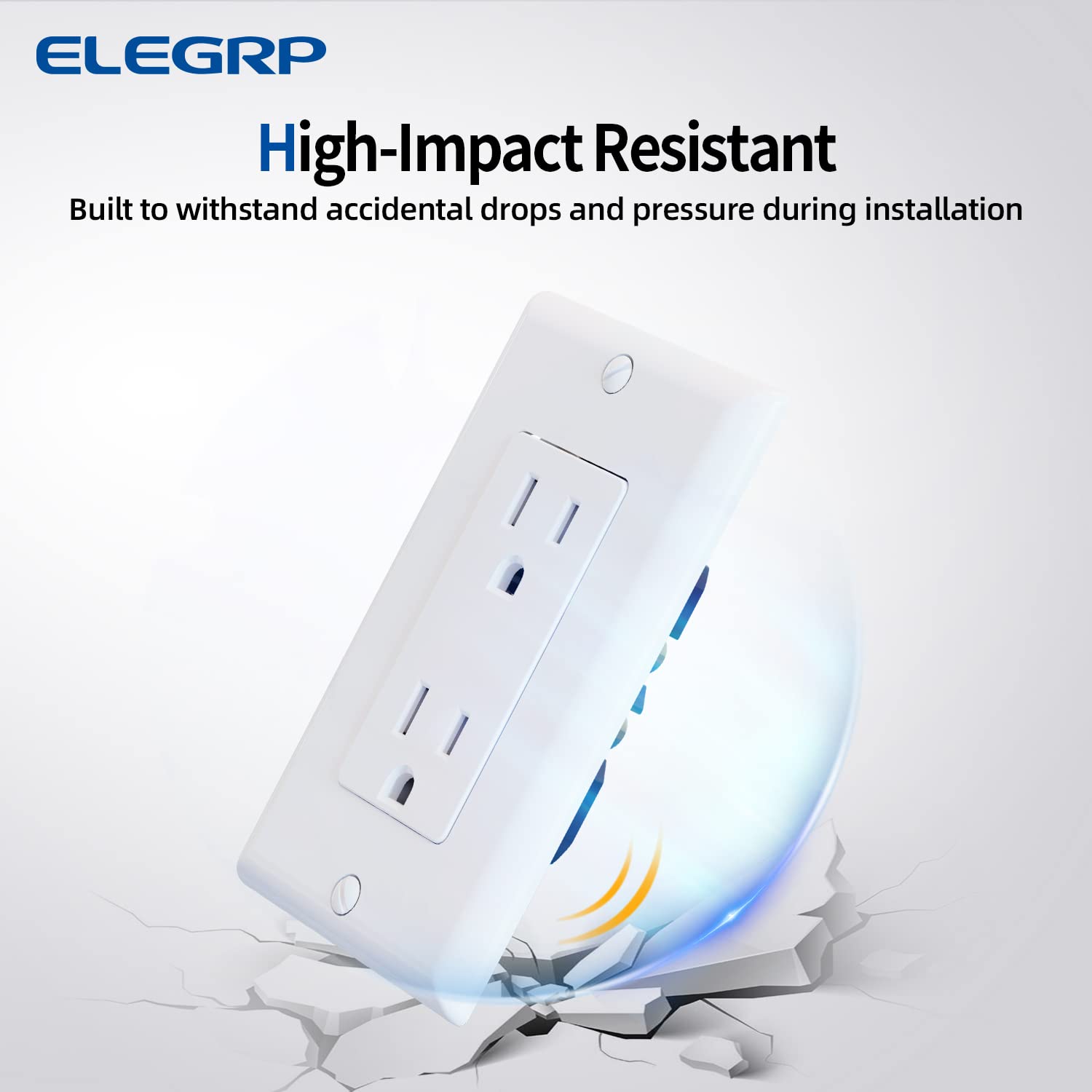 ELEGRP Decorator Receptacle in use with flush wall plate.