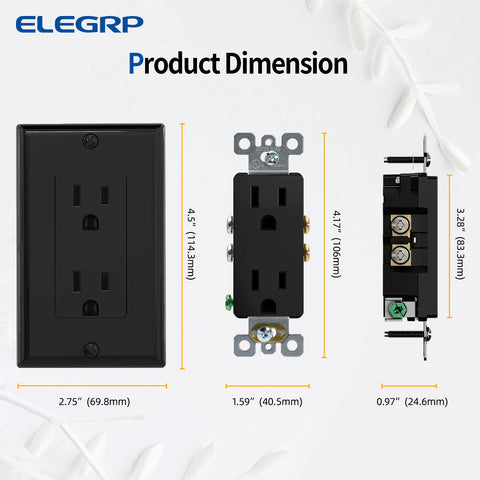 ELEGRP Decorator Receptacle NEMA 5-15R UL-listed for reliable everyday use.