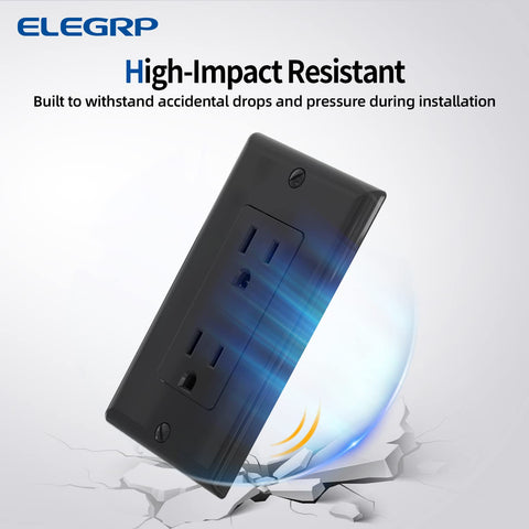 ELEGRP Decorator Receptacle wall plate included for quick upgrade and polished look.