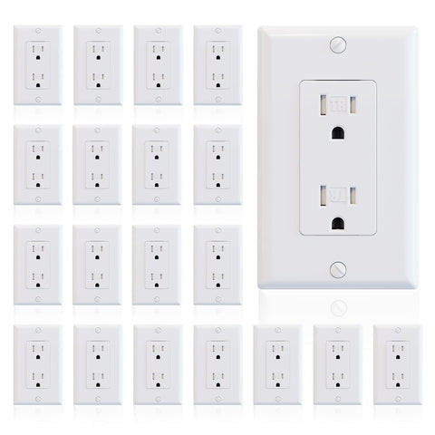 ELEGRP decorator wall receptacle outlet with tamper-resistant shutter for safer home use.