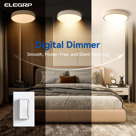 ELEGRP dimmer in a 3-way setup providing consistent brightness from multiple locations