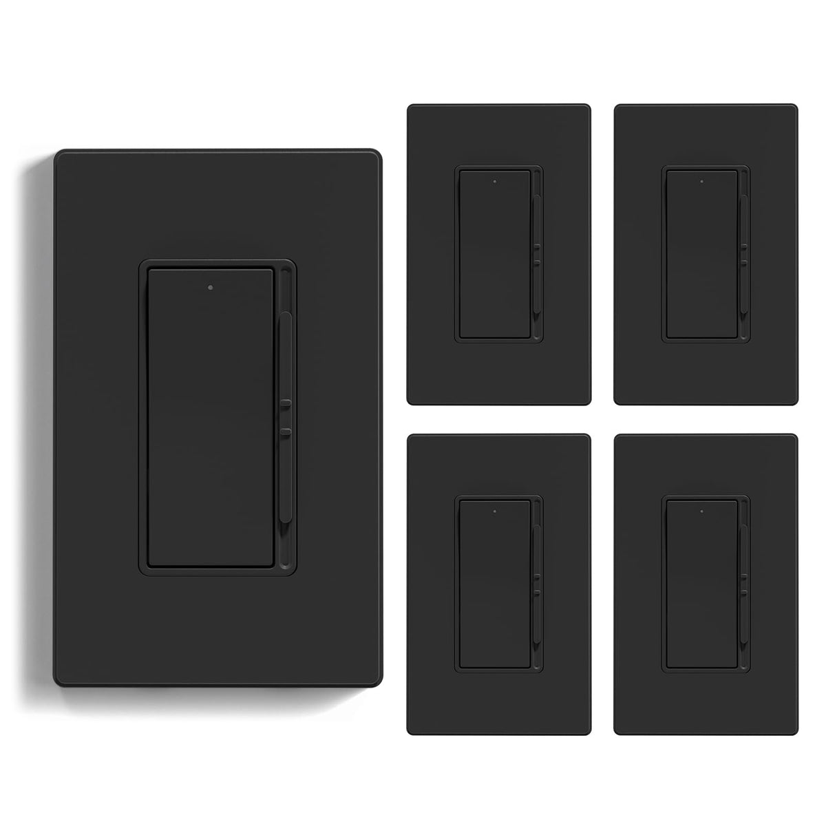 ELEGRP dimmer light switch front view with matte black finish for smooth, customizable lighting.