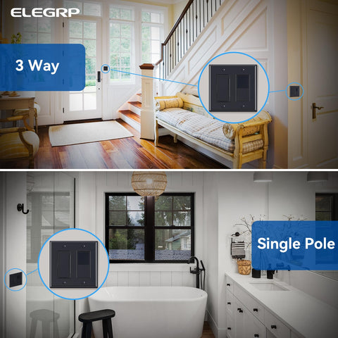 ELEGRP Dimmer Light Switch locator light helps locate the switch in darkness.
