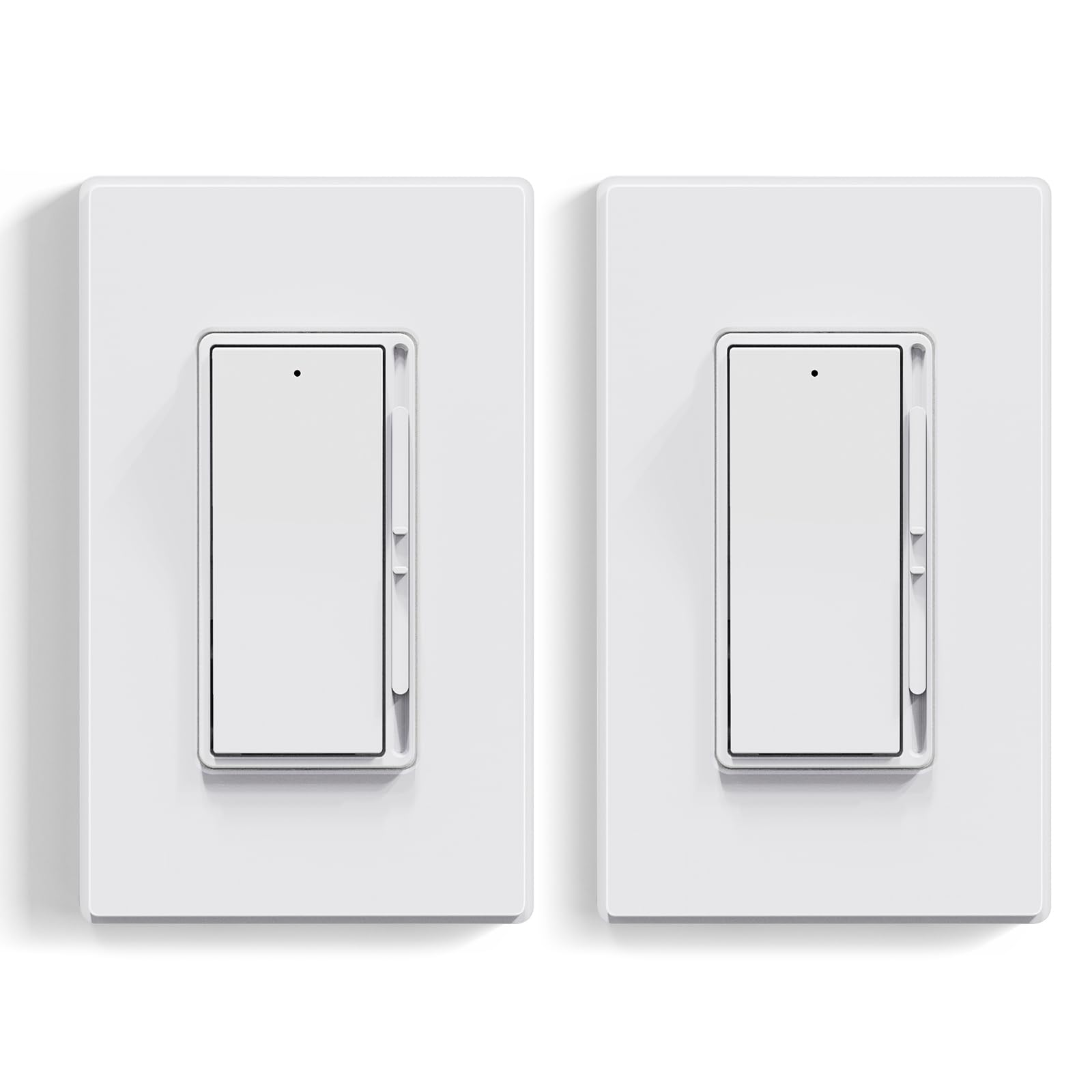 ELEGRP dimmer switch in matte white, front view, showcasing smooth dimming control.