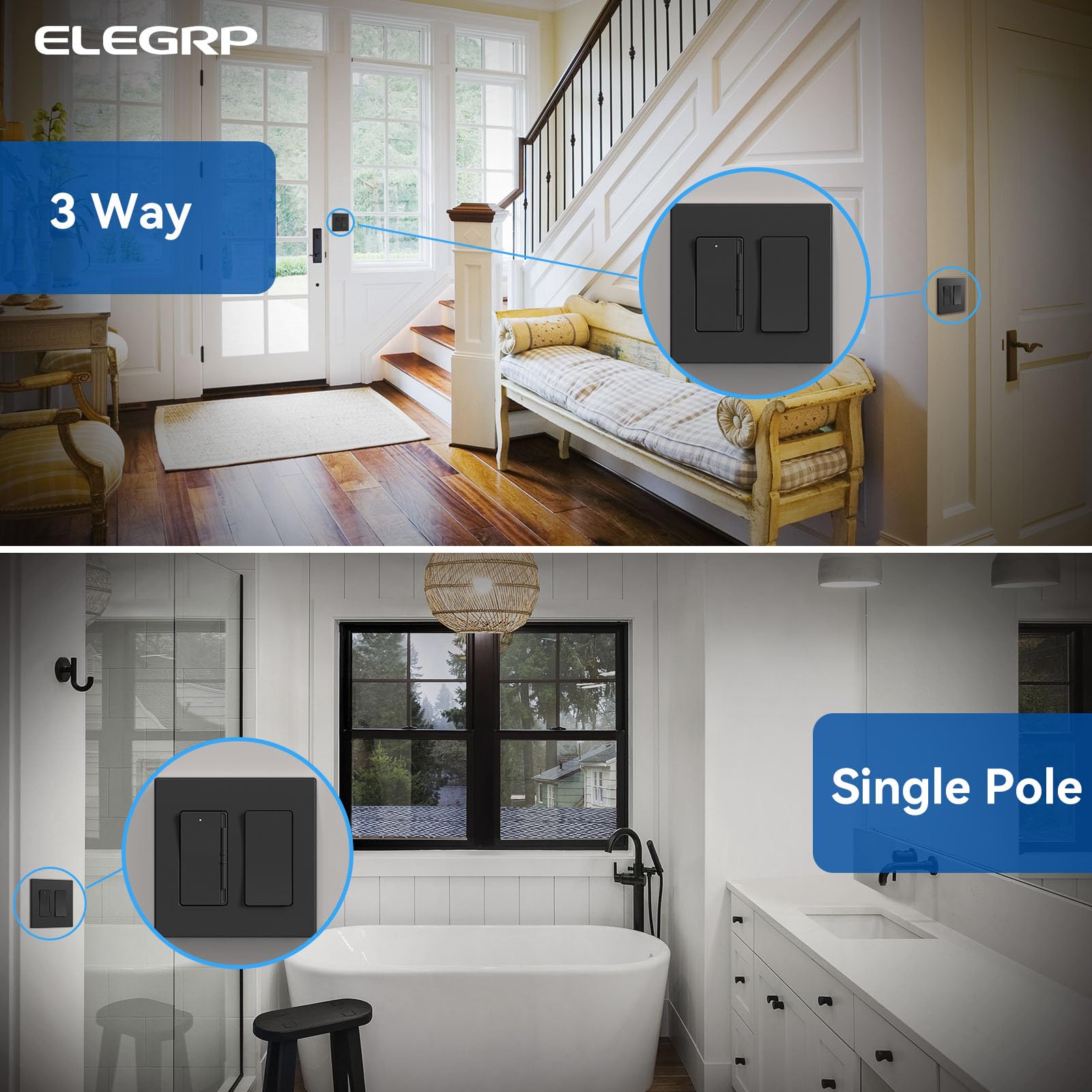 ELEGRP dimmer light switch UL-listed packaging confirms safety and reliable performance.