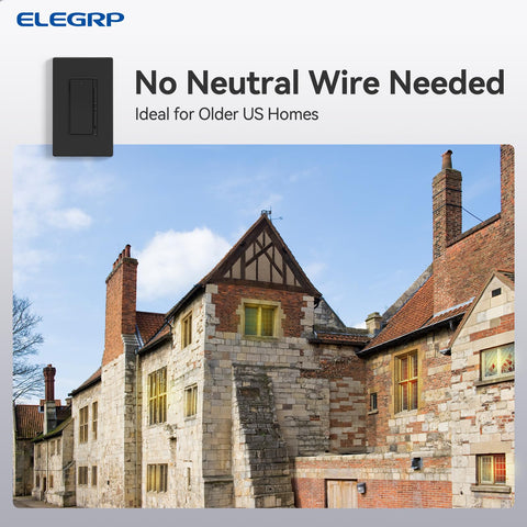 ELEGRP Dimmer Light Switch with wall plate, ready for a clean, professional installation.