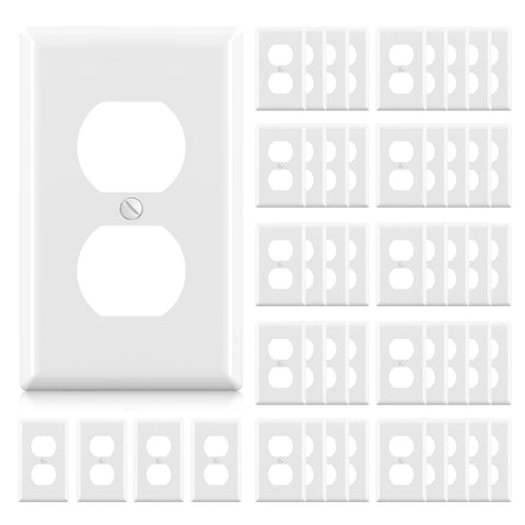 ELEGRP duplex outlet cover glossy white packaging ready for quick wall plate upgrades