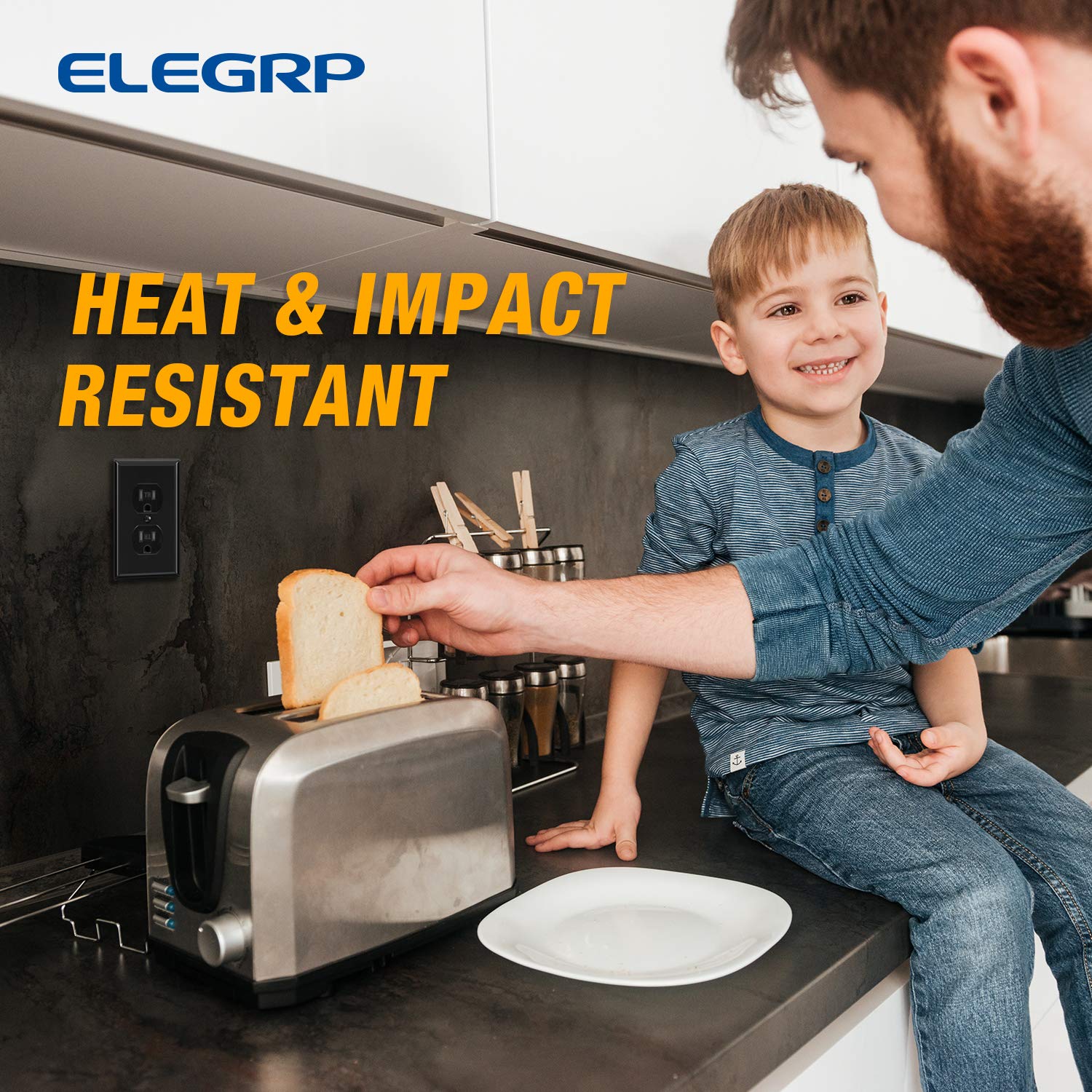 ELEGRP wall plate shown in home or office setting for versatile use