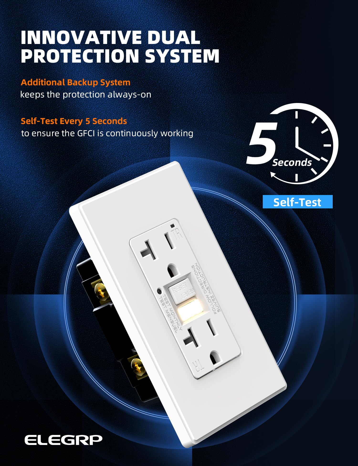 ELEGRP self-test GFCI outlet runs frequent safety checks