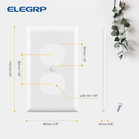 ELEGRP glossy finish wall plate provides a smooth surface for quick maintenance.