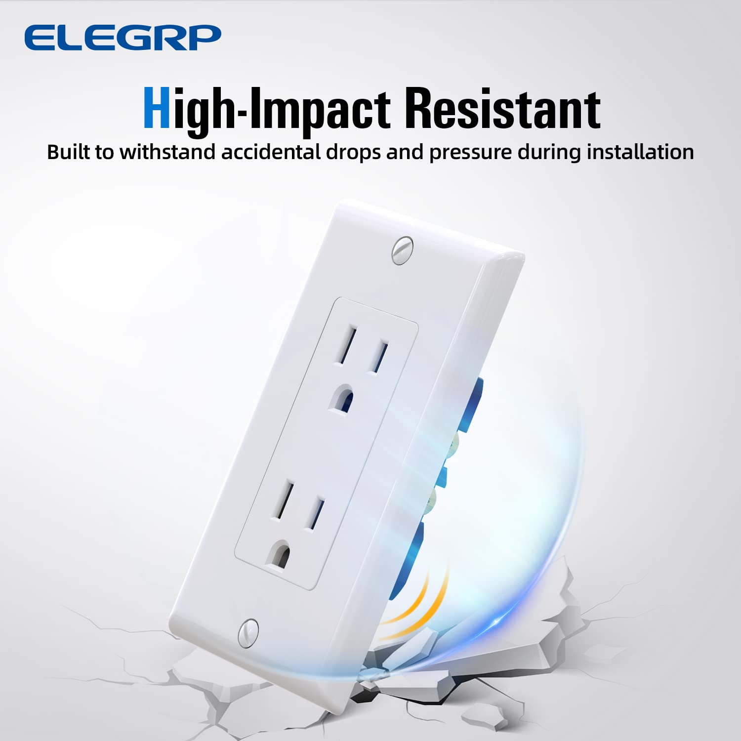 ELEGRP glossy white receptacle side wire entry for easy wiring