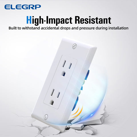 ELEGRP glossy white receptacle side wire entry for easy wiring