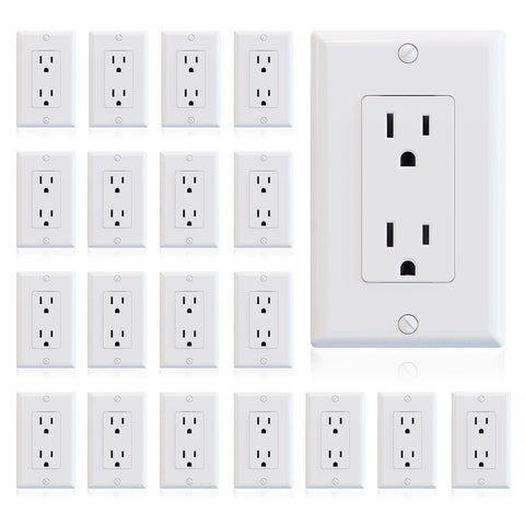 ELEGRP glossy white decorator receptacle wall outlet 15A with reliable power for busy rooms
