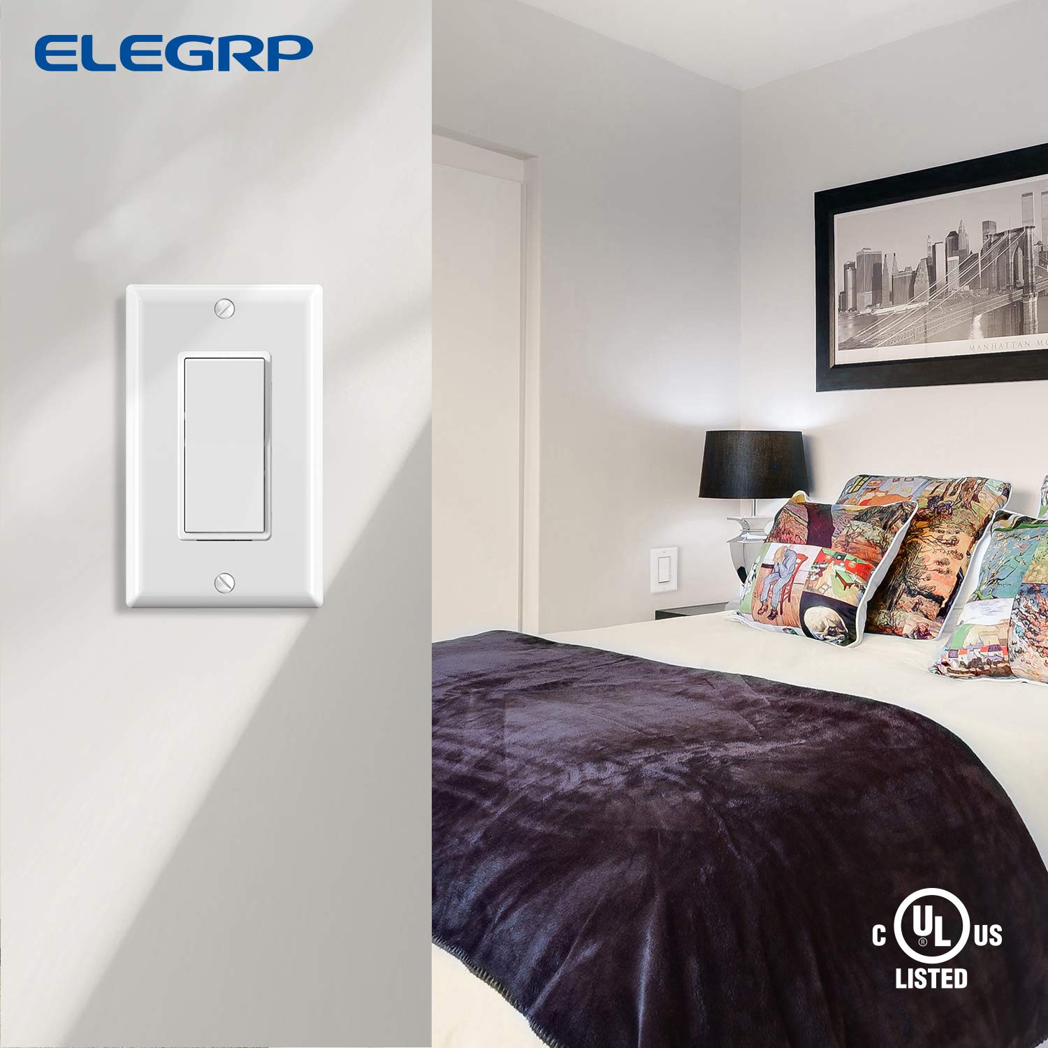 ELEGRP self-grounding clip ensures reliable grounding in properly boxed walls.