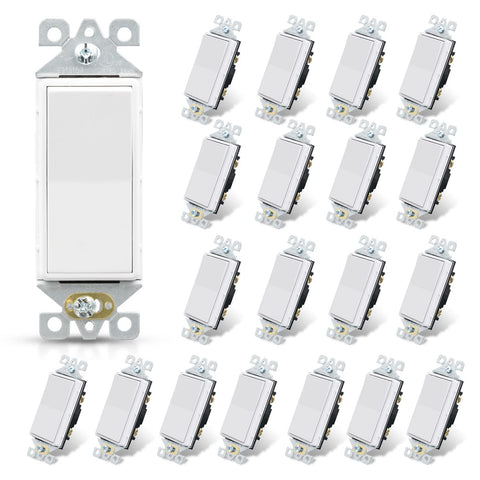ELEGRP glossy white single pole switch front view for seamless room lighting control.