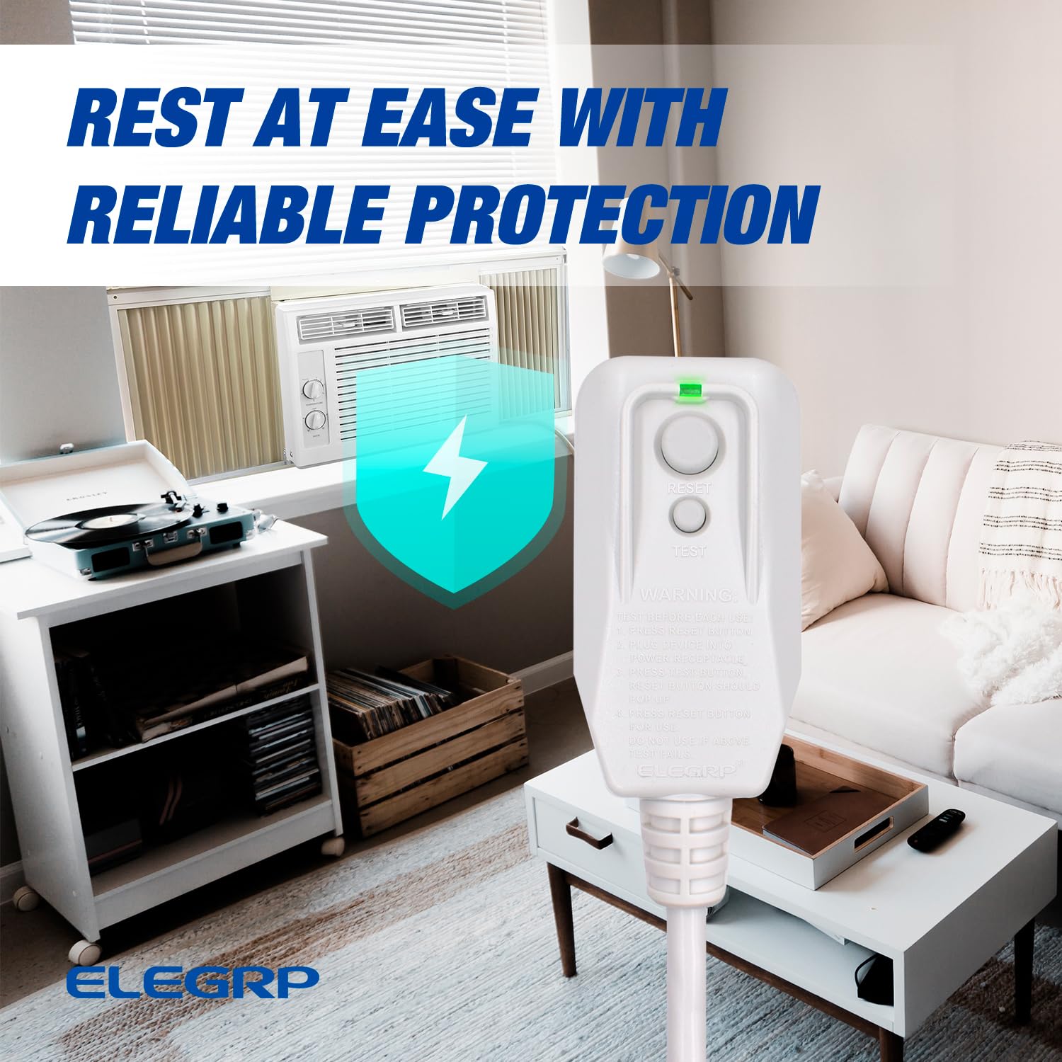 UL-certified label visible on ELEGRP LCDI power cord