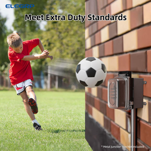 Lockable in-use cover on ELEGRP GFCI outlet adds security during use.