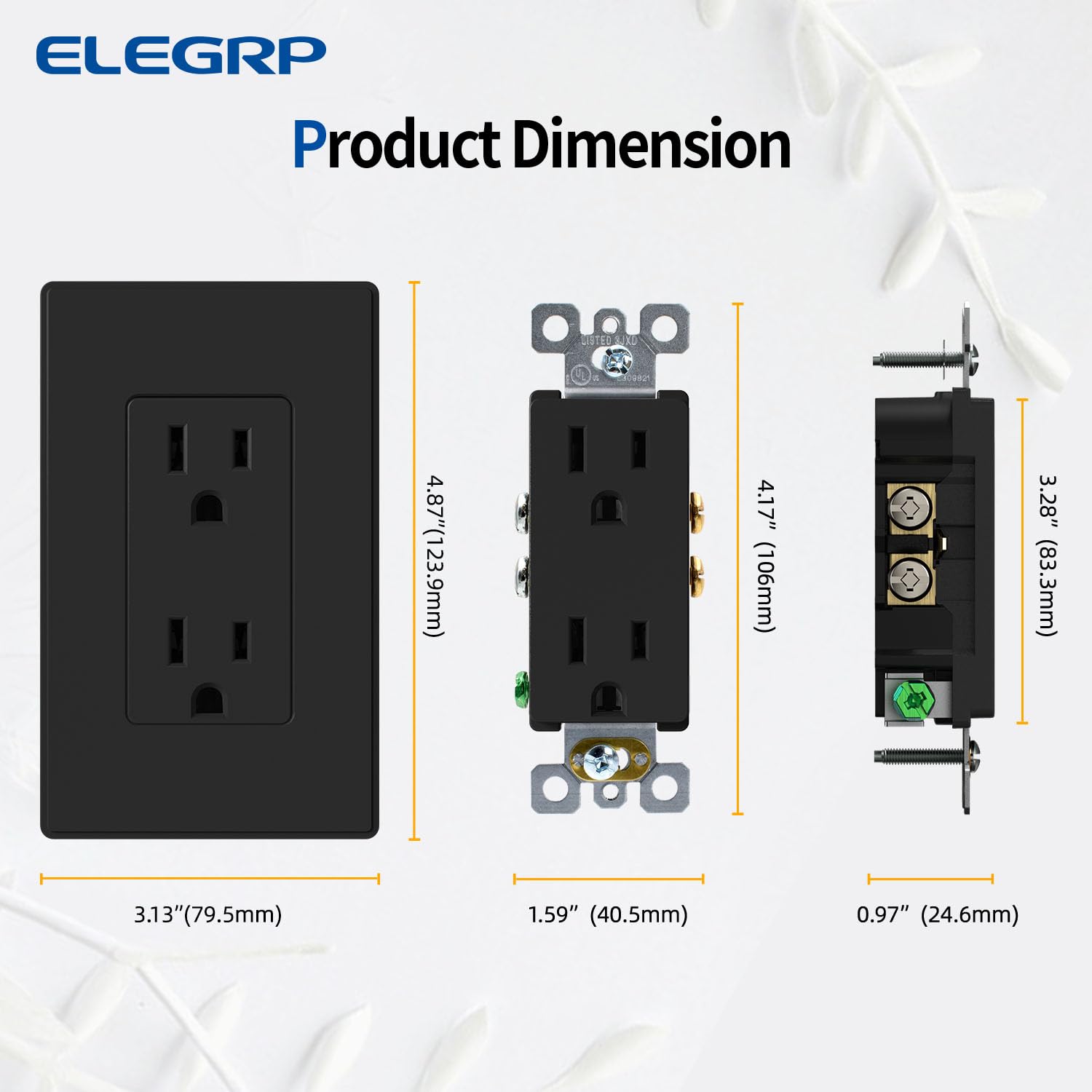 ELEGRP mid-wall plate included keeps installation clean and aligned
