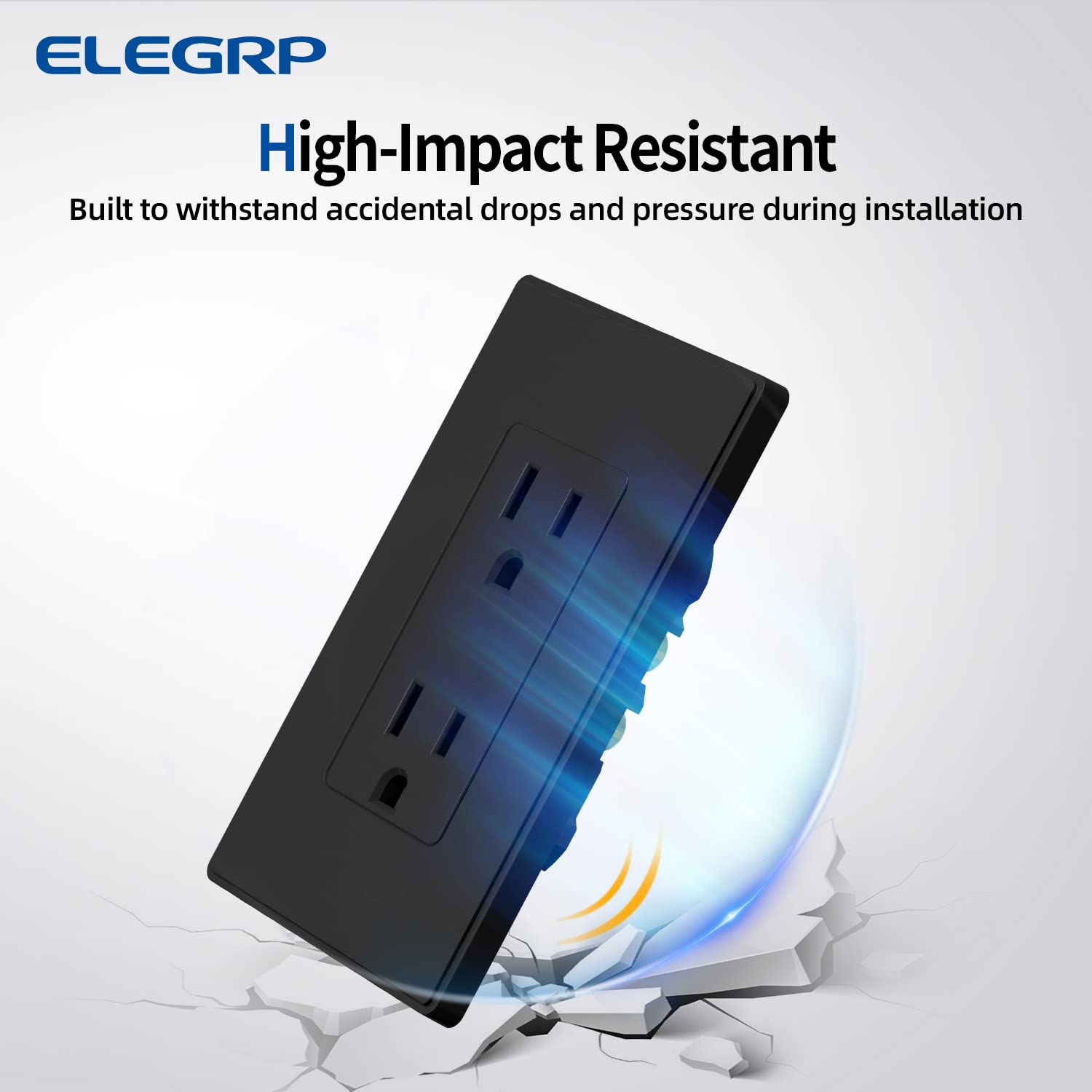 ELEGRP matte black outlet front plate complements modern decor with a flush look