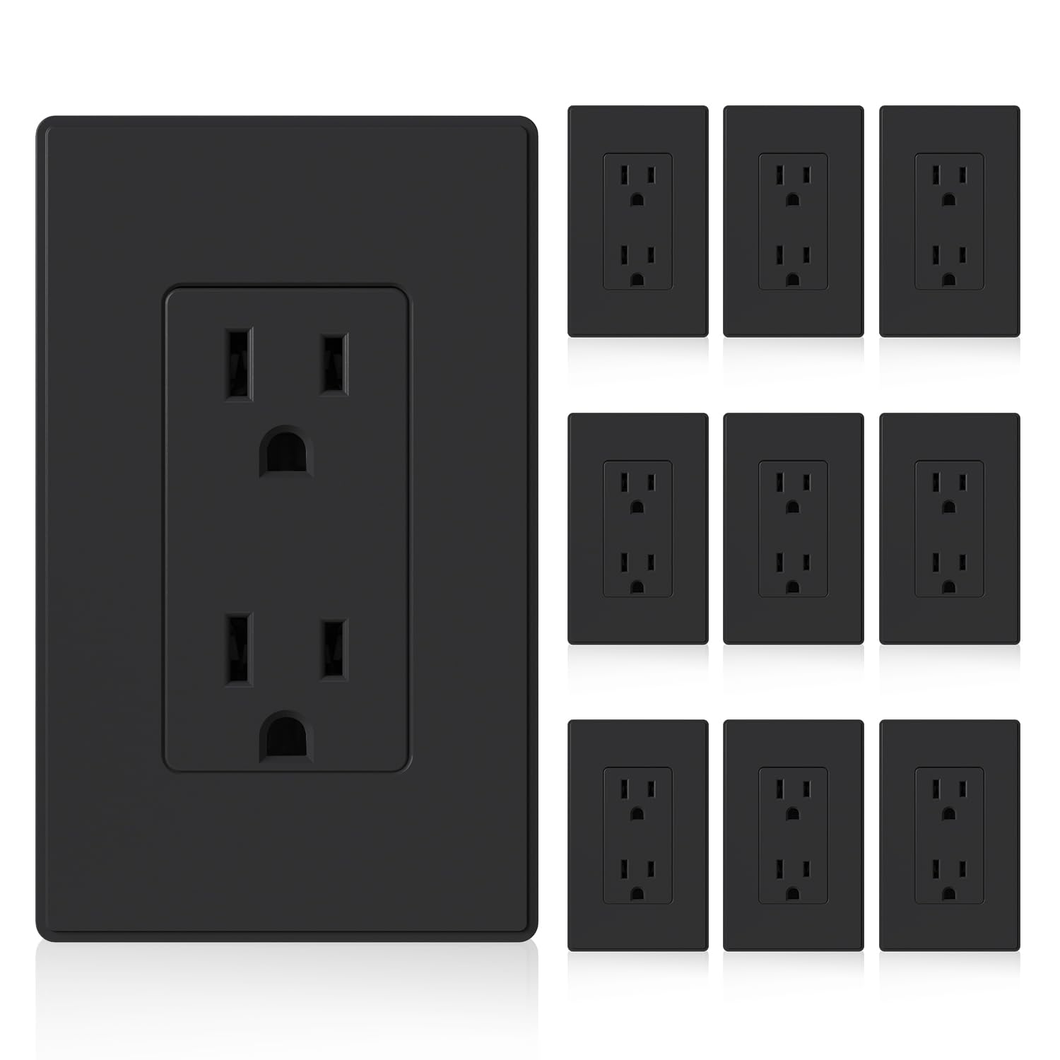 ELEGRP matte black outlet front view demonstrates a durable, stylish finish for modern interiors.