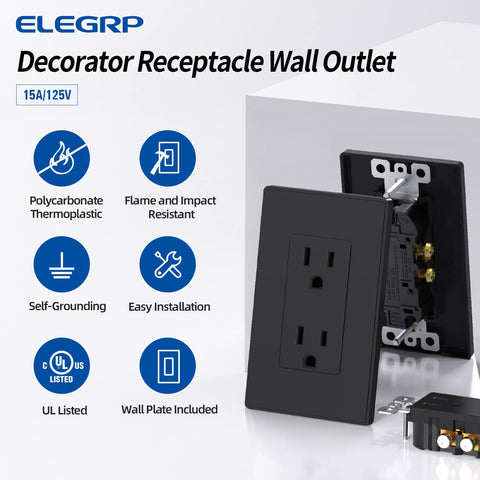ELEGRP matte black outlet side wiring enables quick installation and flexible wiring