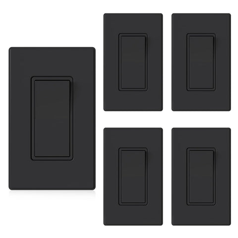ELEGRP matte black single pole switch, front view for stylish control.